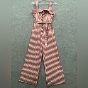 Sweewe Paris Jumpsuit Women's S Striped Wide Leg Romper Tie Waist French Fashion